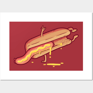 Funny Breakdancing Hot Dog Cartoon Posters and Art